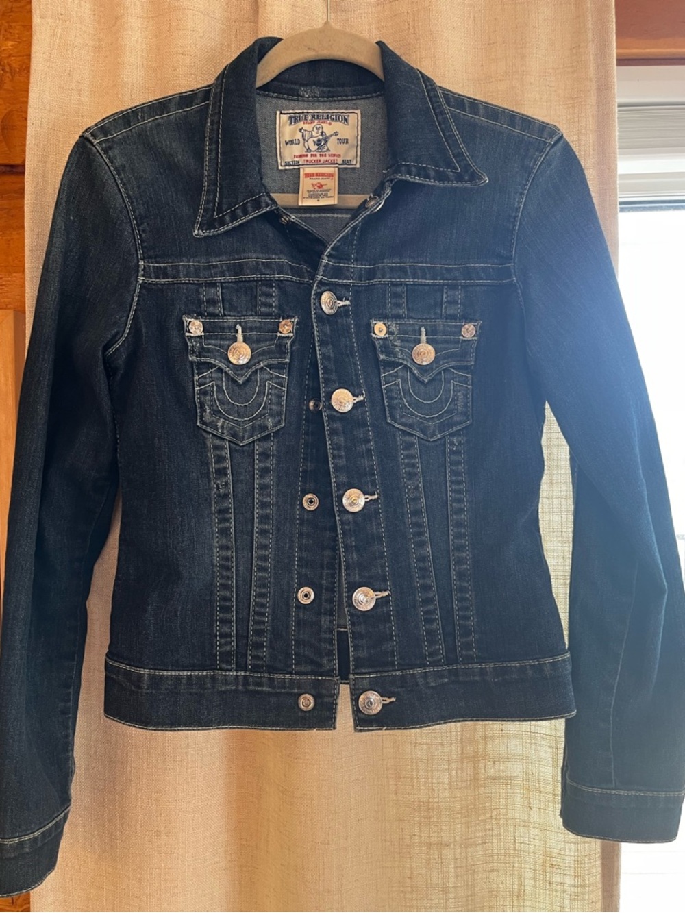 True Religion Denim Trucker Jacket with Snap Buttons EUC Size Small - Picture 9 of 11